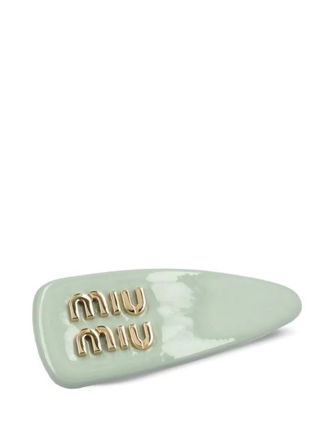 Miu Miu logo-detail hair clip - Green - zdjęcie produktu nr 1
