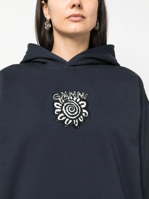 GANNI Isoli Flower organic cotton hoodie - Blue