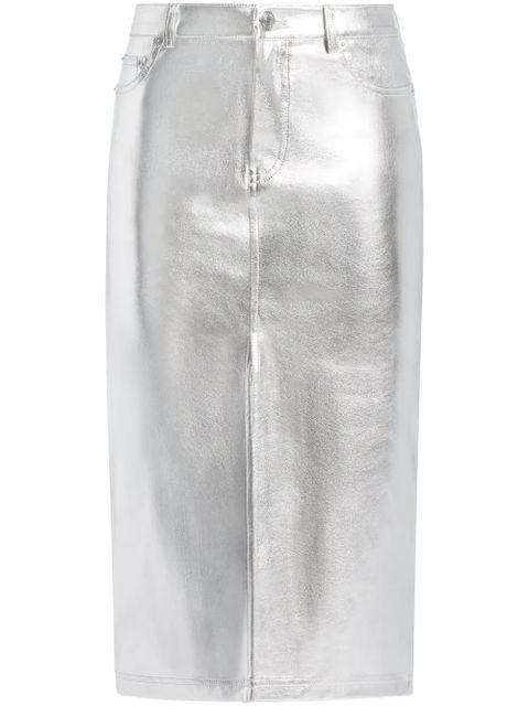 STAUD Oaklyn metallic-effect midi skirt - Silver - zdjęcie produktu nr 1