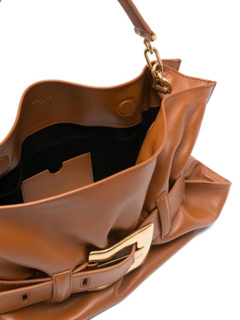 Balmain buckle-chain tote bag - Brown
