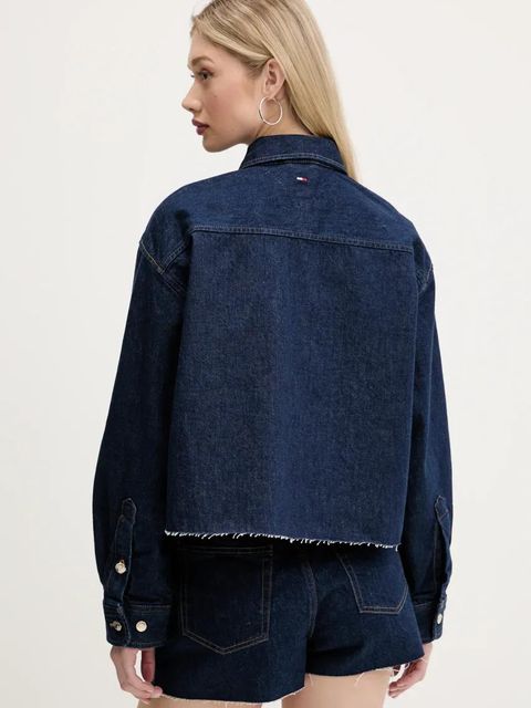 Tommy Jeans kurtka jeansowa kolor granatowy przejściowa oversize DW0DW20567 - zdjęcie produktu nr 2