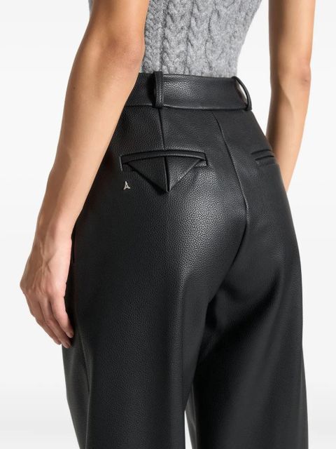 Manière De Voir pebbled leather pleated trousers - Black