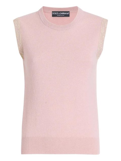 Dolce & Gabbana lace-detail sleeveless vest - Pink - zdjęcie produktu nr 1