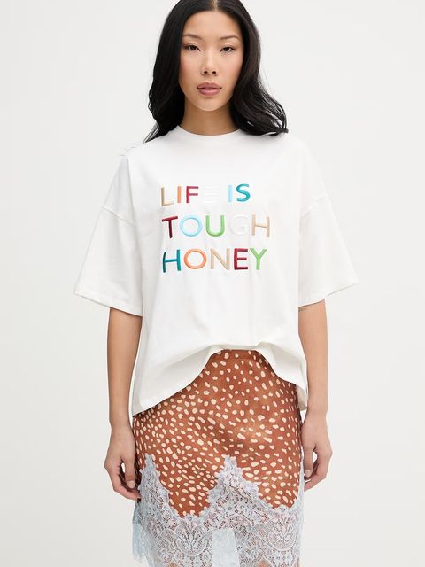 Never Fully Dressed T-shirt oversize damski bawełniany z elastanem - zdjęcie produktu nr 1