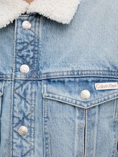 Calvin Klein Jeans kurtka jeansowa kolor niebieski przejściowa oversize LV047D736G