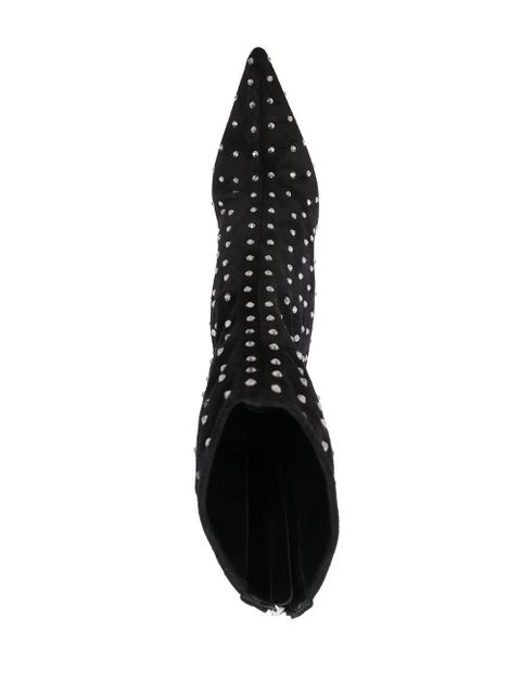 Paris Texas 100mm crystal-embellished pointed boots - Black
