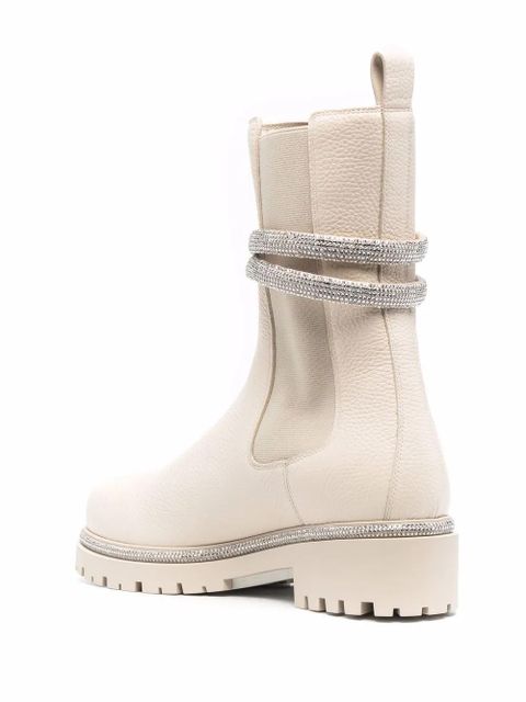 René Caovilla rhinestone snake boots - Neutrals