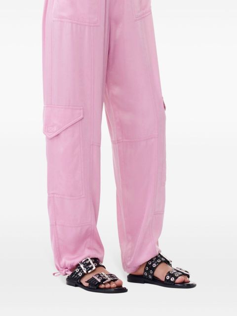 GANNI Buckle flat leather sandals - Black