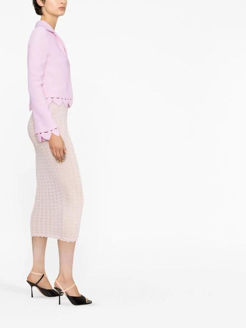 Alessandra Rich pointelle-knit midi pencil skirt - Pink