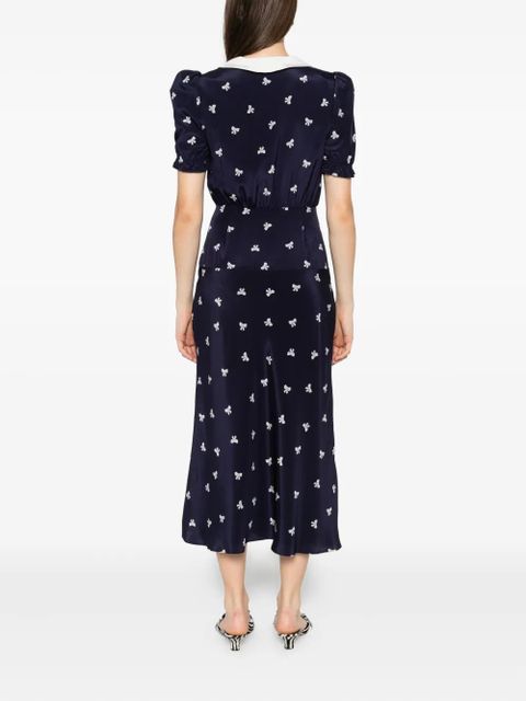 Alessandra Rich bow-print midi dress - Blue