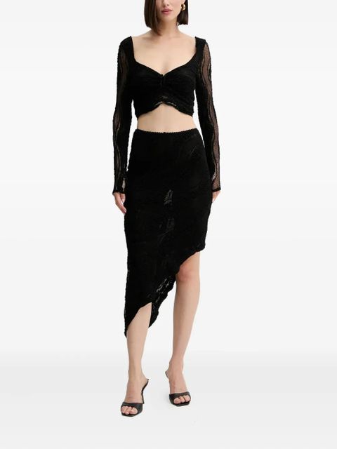 Charo Ruiz Ibiza ruched-detail lace blouse - Black - zdjęcie produktu nr 2