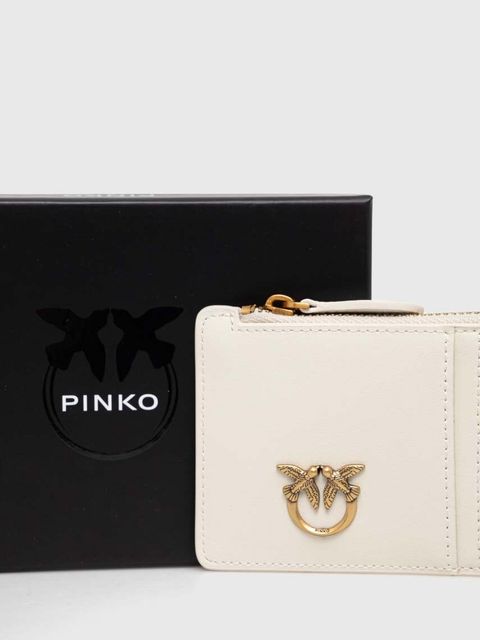 Pinko portfel skórzany damski kolor beżowy 100251.A0F1