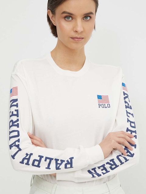 Polo Ralph Lauren longsleeve bawełniany kolor beżowy 211935596