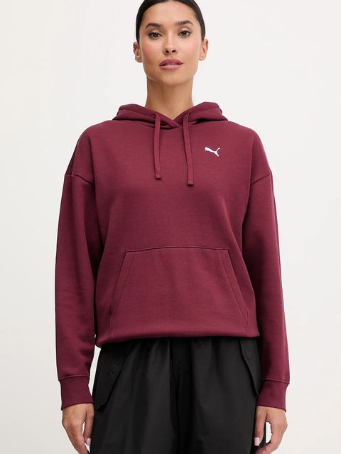 Puma bluza damska kolor bordowy z kapturem gładka 682385 - zdjęcie produktu nr 1