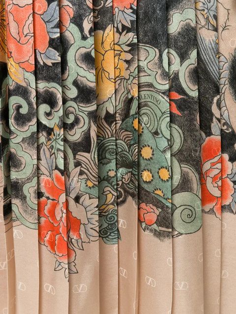 Valentino Garavani oriental print satin dress - Neutrals
