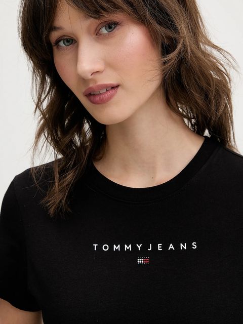 Tommy Jeans t-shirt bawełniany damski kolor czarny DW0DW21550