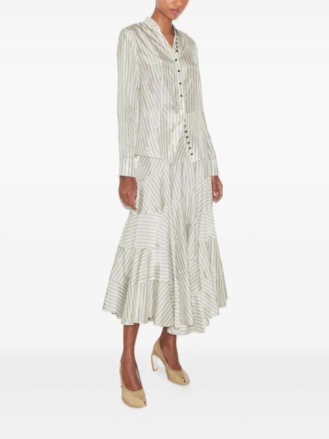 Tory Burch striped-pattern asymmetric skirt - Neutrals