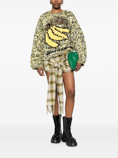 GANNI graphic-print intarsia sweater - Yellow - zdjęcie produktu nr 2