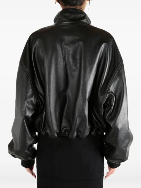 Balenciaga high-neck leather bomber jacket - Black