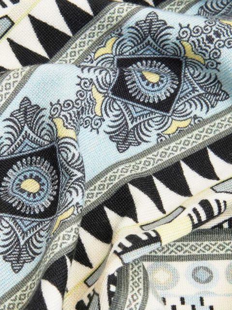ETRO graphic-print knitted silk T-shirt - Blue
