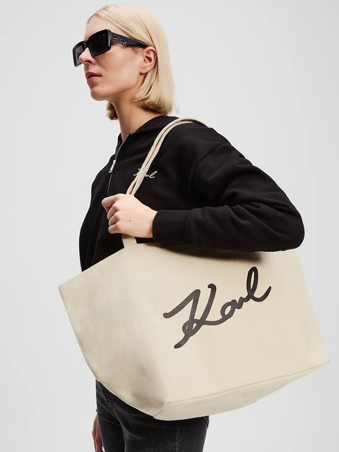 Karl Lagerfeld torebka bawełniana K/SIGNATURE kolor beżowy A3W50108