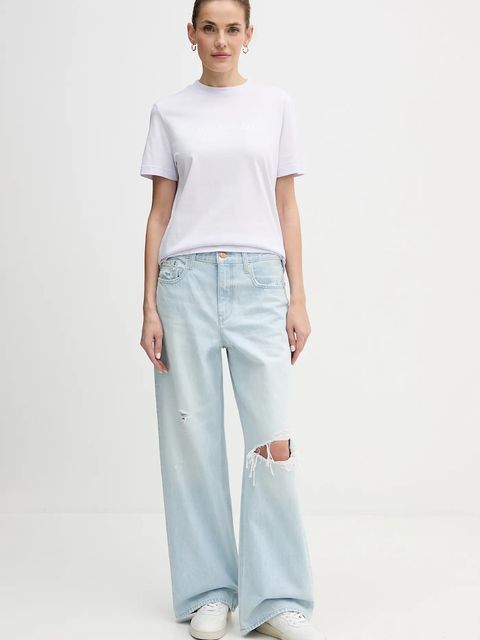 Calvin Klein Jeans t-shirt bawełniany damski kolor fioletowy LV047C912G