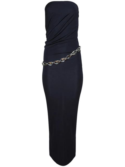 Christopher Esber chain-detail ruched maxi dress - Blue - zdjęcie produktu nr 1