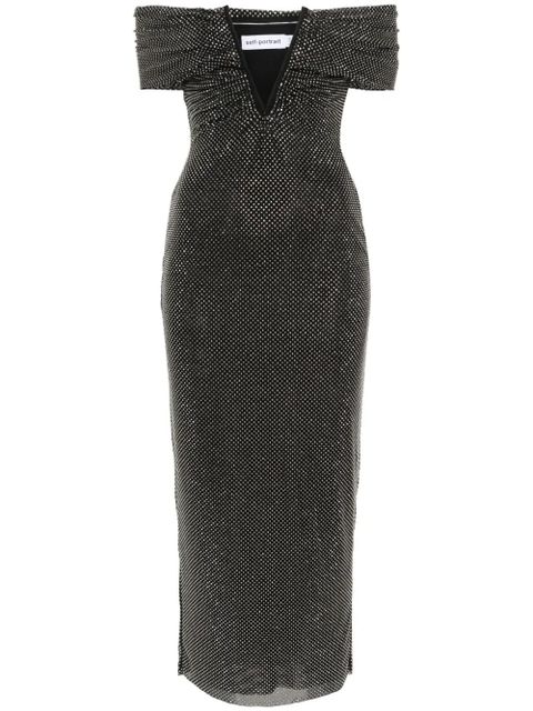 Self-Portrait rhinestone-embellished maxi dress - Black - zdjęcie produktu nr 1