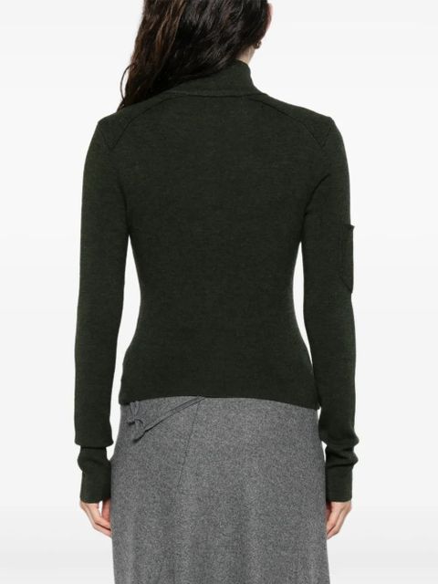 Victoria Beckham zip-front patch-pocket cardigan - Green