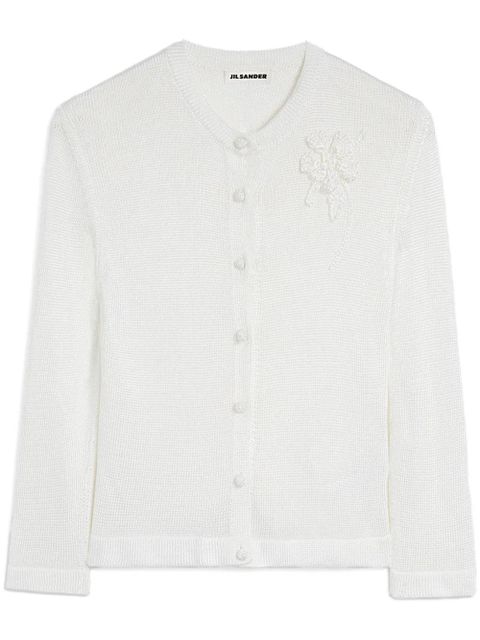 Jil Sander embroidered cardigan - White - zdjęcie produktu nr 1