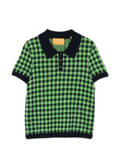 Guest In Residence Shrunken checked polo top - Green - zdjęcie produktu nr 1