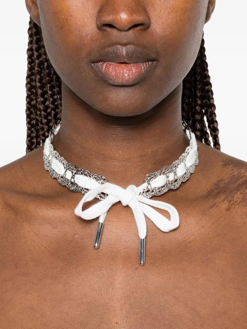 SHUSHU/TONG x Yvmin bow-detail lace-trim necklace - Silver - zdjęcie produktu nr 2