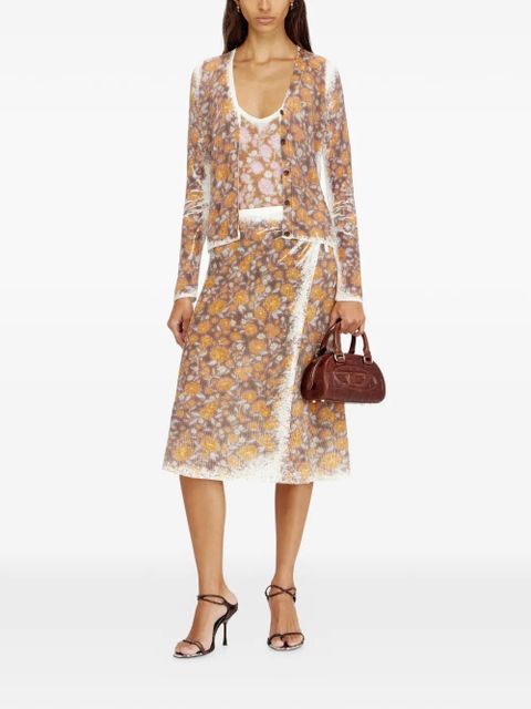 Diesel B-Blomette floral ribbed wrap midi skirt - Brown - zdjęcie produktu nr 2