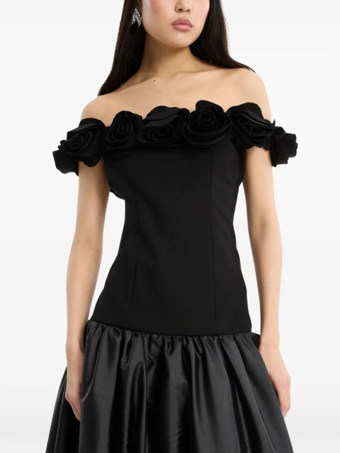 ROTATE BIRGER CHRISTENSEN flower crepe maxi dress - Black