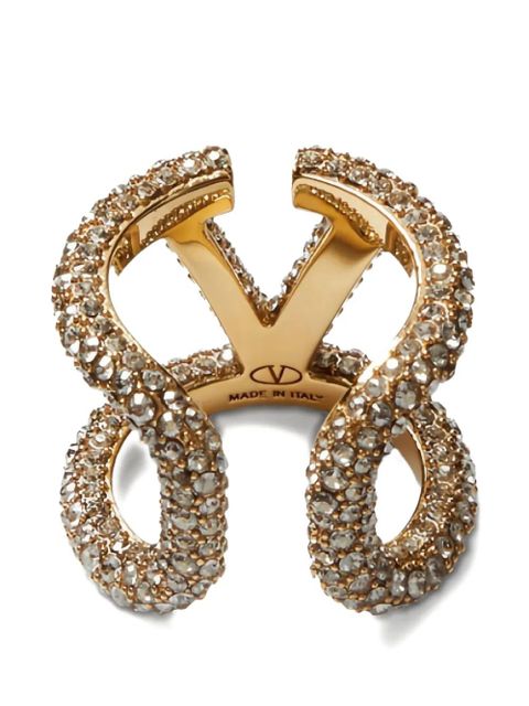 Valentino Garavani VLogo crystal-embellished open ring - Yellow