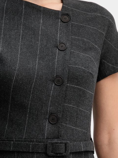 Sandro Ferrone sukienka z dodatkiem wełny kolor szary midi prosta S23YBFBICCHIERE - zdjęcie produktu nr 2