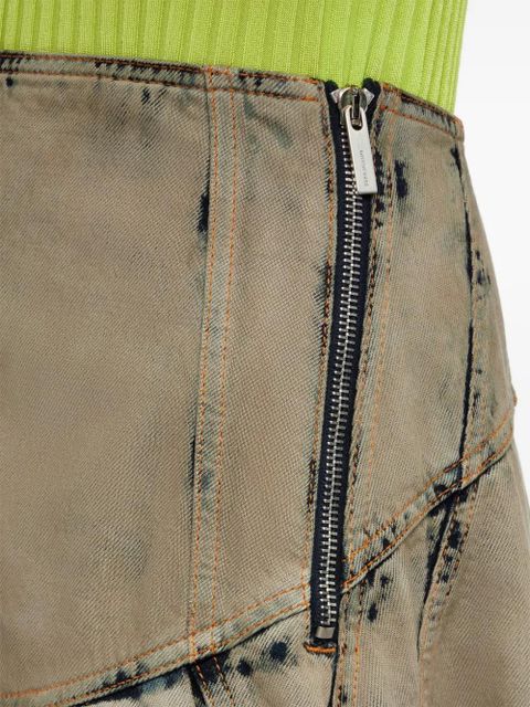 Ferragamo bleach-wash denim midi skirt - Green