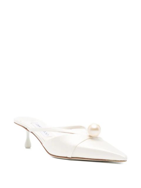 Jimmy Choo 50mm pearl-embellished heeled mules - White - zdjęcie produktu nr 2