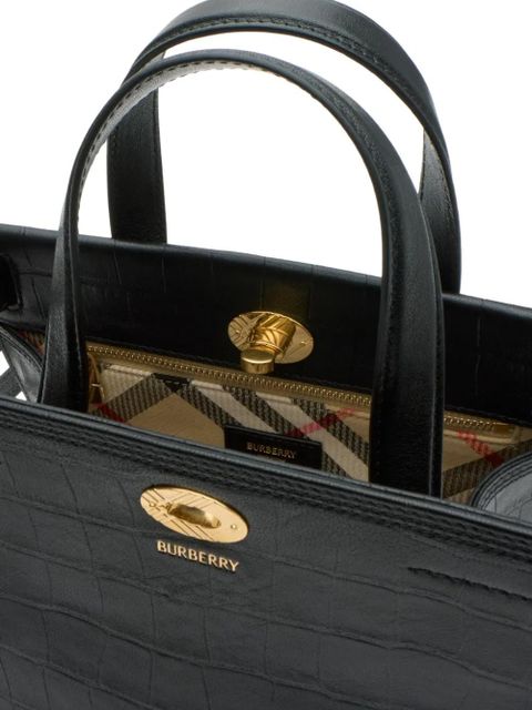 Burberry Cotswolds crocodile-effect mini tote bag - Black