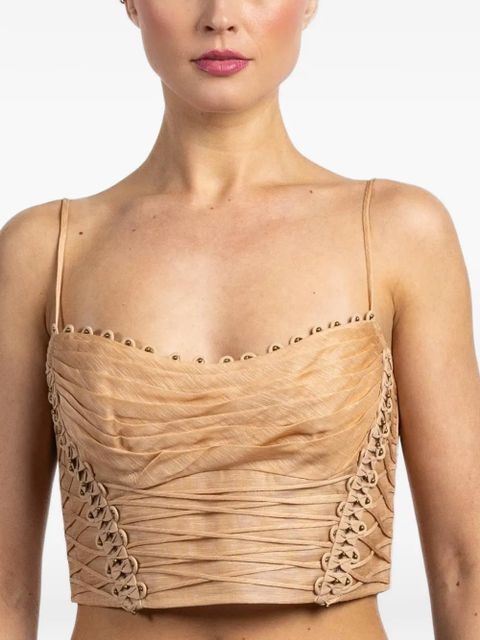 ZIMMERMANN Rebellion beaded crop top - Neutrals