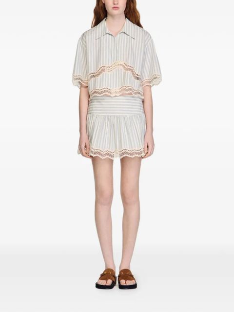 SANDRO striped cotton skort - Neutrals
