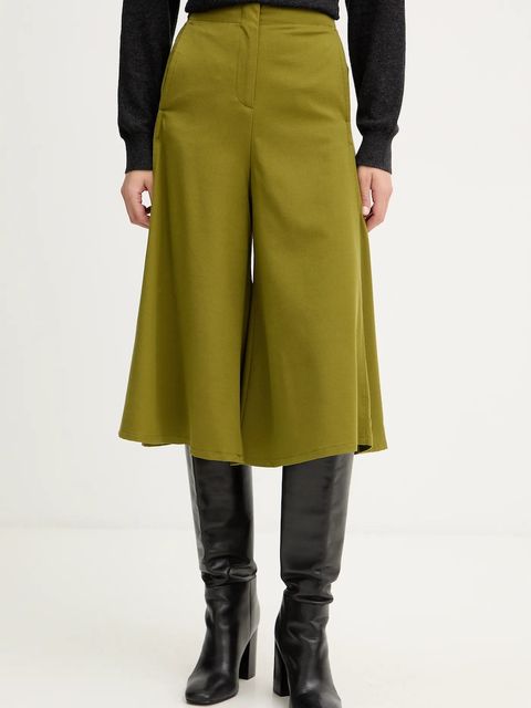 United Colors of Benetton spodnie z domieszką wełny damskie kolor zielony szerokie high waist 4YVXDF0A9 - zdjęcie produktu nr 1