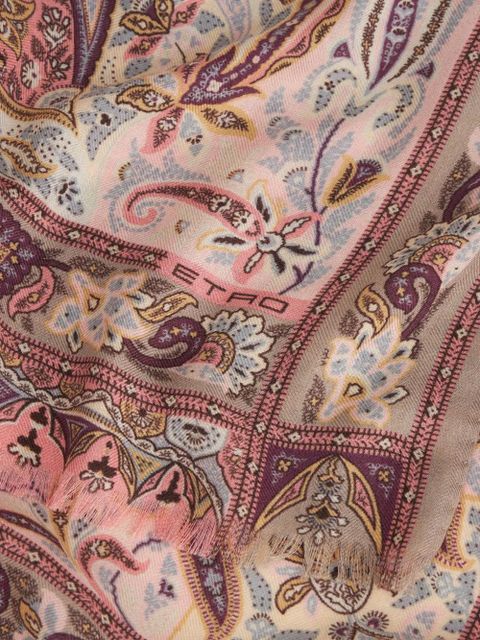 ETRO paisley-print frayed-edge cashmere-blend scarf - Red - zdjęcie produktu nr 2