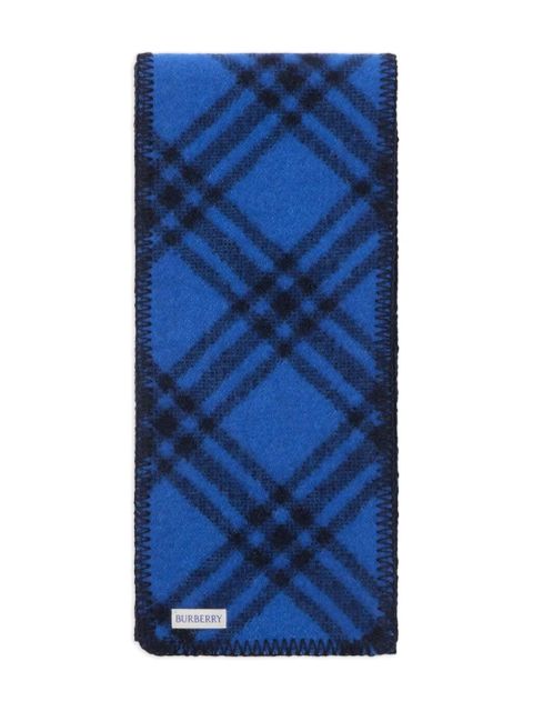 Burberry Check-pattern wool scarf - Blue