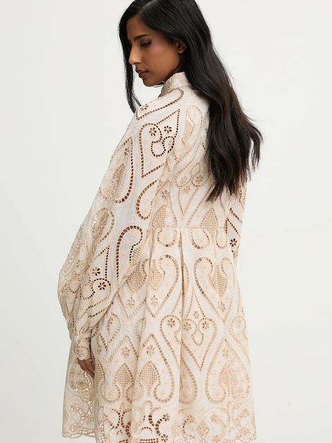 Answear.LAB sukienka bawełniana kolor beżowy mini rozkloszowana