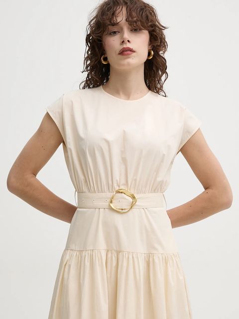 ISABELLE BLANCHE sukienka bawełniana kolor beżowy maxi rozkloszowana IS25SS-A135-T010