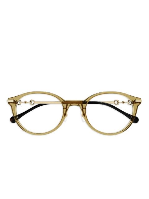 Gucci Eyewear Horsebit round glasses - Yellow - zdjęcie produktu nr 1