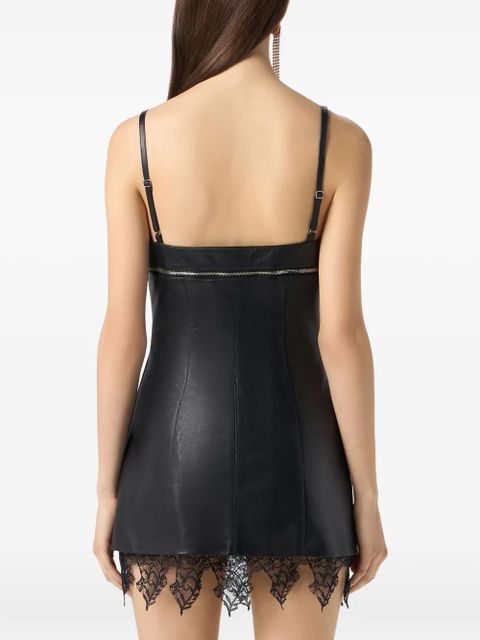 Blumarine lace-trimmed leather dress - Black