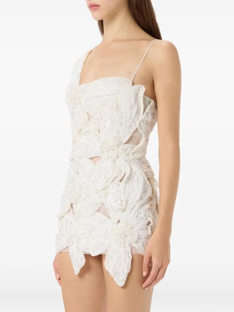 Blumarine butterfly-embroidered mini dress - Neutrals