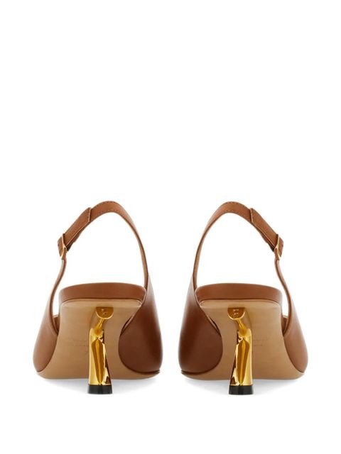 Ferragamo S-shaped heeled slingback - Brown